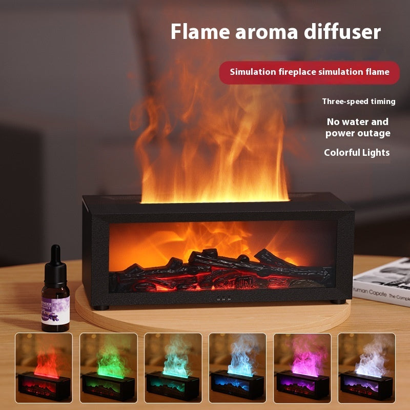 New Flame Aromatherapy Machine Colorful Essential Oil Diffuser Home Large Fog Volume Flame Humidifier 3D Flame Fireplace Machine