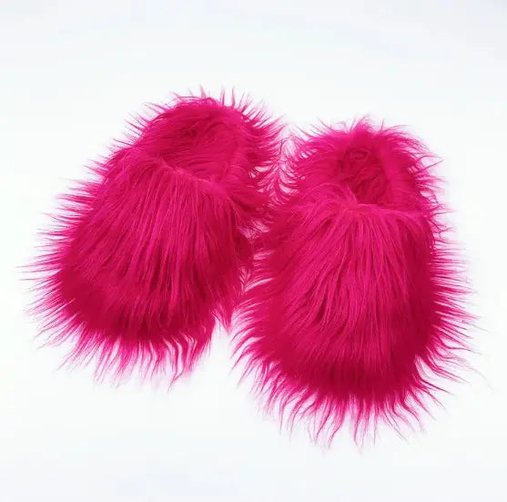 Long Hair Woolen Slippers