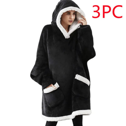 Lazy Pullover Pajamas Women's Thermal Clothes Lambswool TV Blanket Hug Hoodie TV Cold Protective Clothing