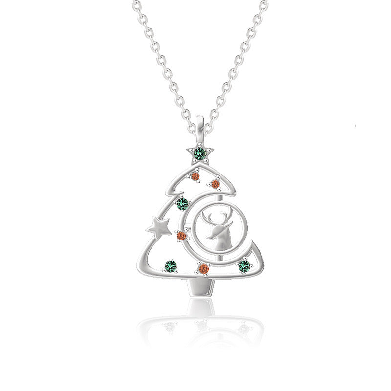 S925 Elk Christmas Tree Necklace