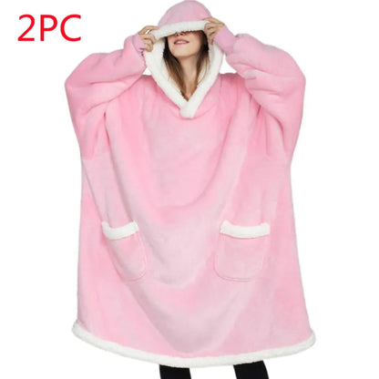 Lazy Pullover Pajamas Women's Thermal Clothes Lambswool TV Blanket Hug Hoodie TV Cold Protective Clothing