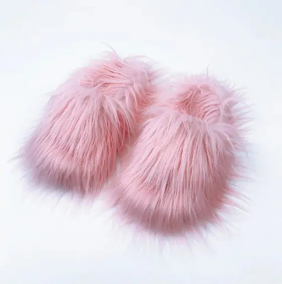 Long Hair Woolen Slippers